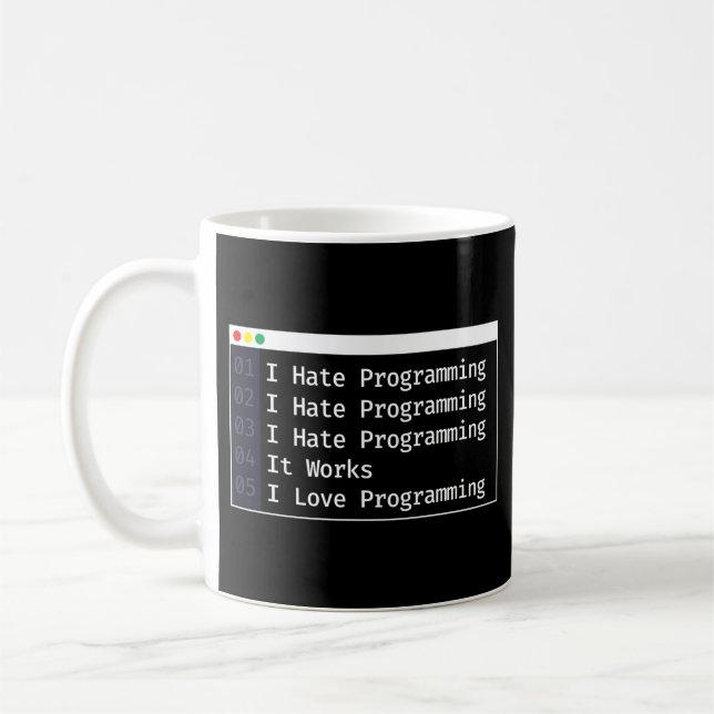 Programmer Coding I Hate Programming I Love Coffee Mug (Left)