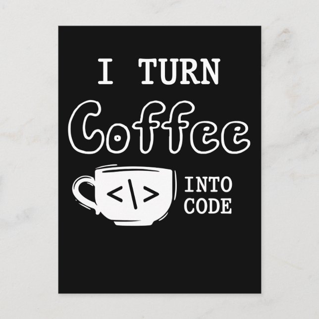 Programmer Coffee Joke Software Coder Postcard (Front)