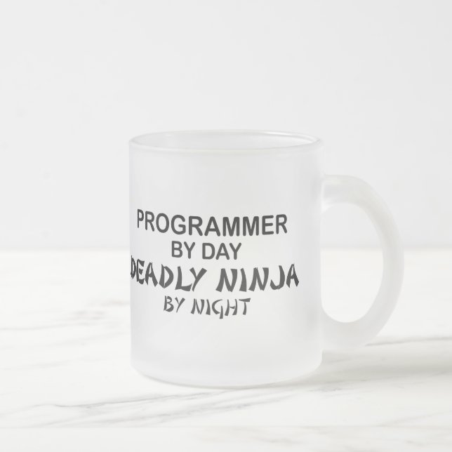 Programmer Deadly Ninja by Night Frosted Glass Coffee Mug (Right)
