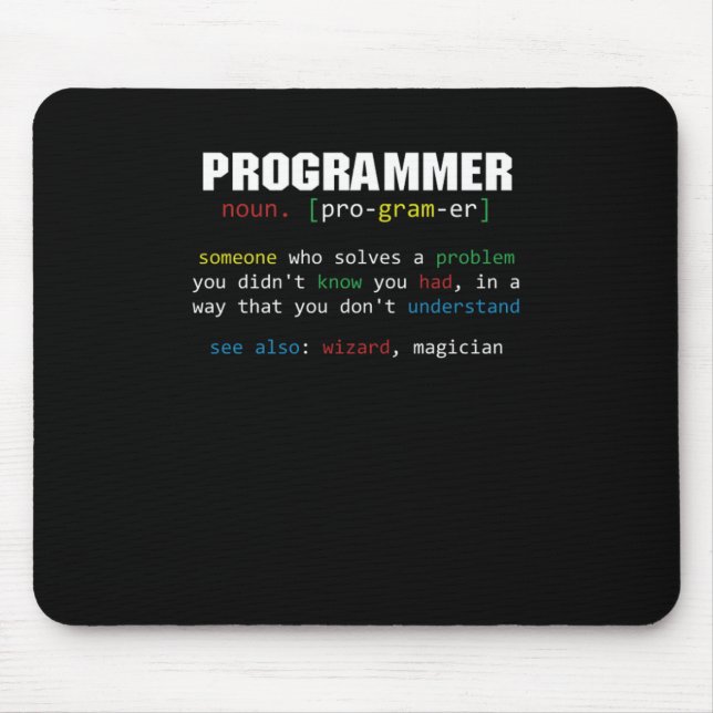 Programmer Definition Coder Programming Coding Gif Mouse Mat (Front)