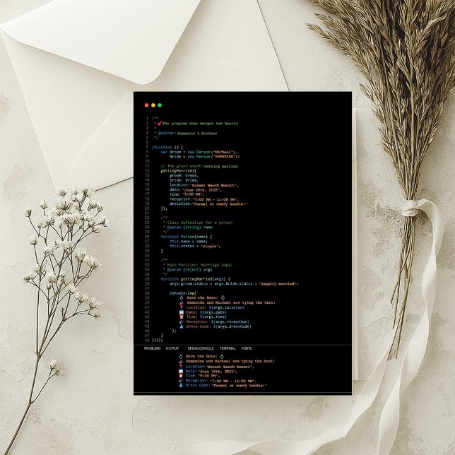 Programmer Developer Black Wedding Invitation (Creator Uploaded)