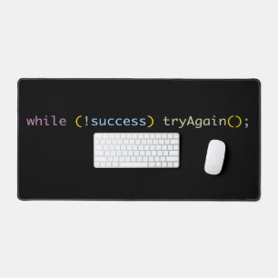 Programmer Developer Coding Humor Try Again Loop Desk Mat