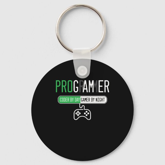 Programmer Gamer Gaming Coder Developer PC IT Gift Key Ring (Front)