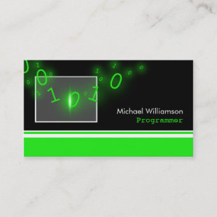 Programmer Green 1's and 0's Business Cards