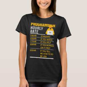 Programmer Hourly Rate  Coder Programming Meme Say T-Shirt