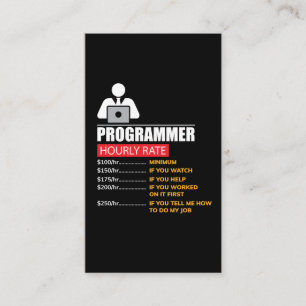 Programmer Hourly Rate - Funny Labour Rates Business Card