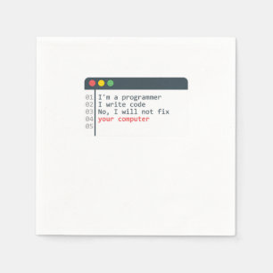 Programmer HTML Computer Coder Coding Programming Napkin