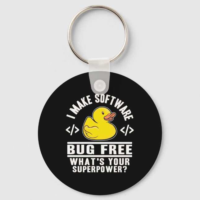 Programmer Make Software Bug Free Key Ring (Front)