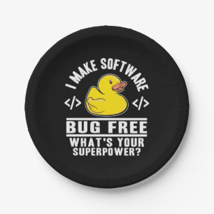 Programmer Make Software Bug Free Paper Plate