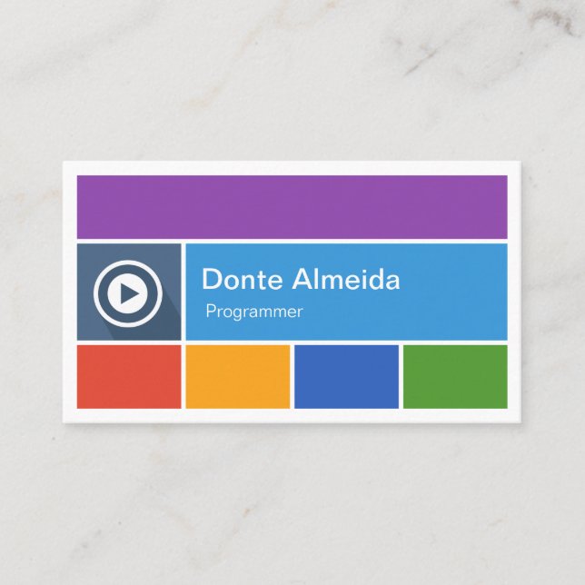 Programmer - Modern Flat Metro Style Business Card (Front)