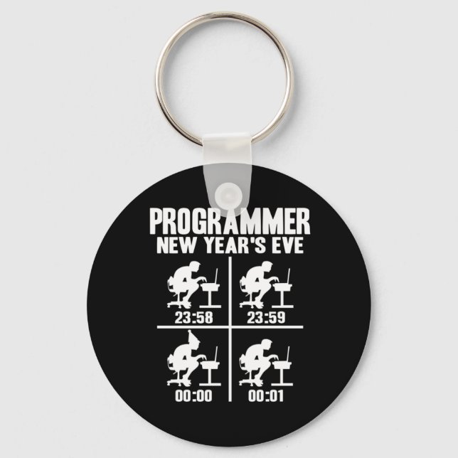 Programmer New Year's Ever Key Ring (Front)