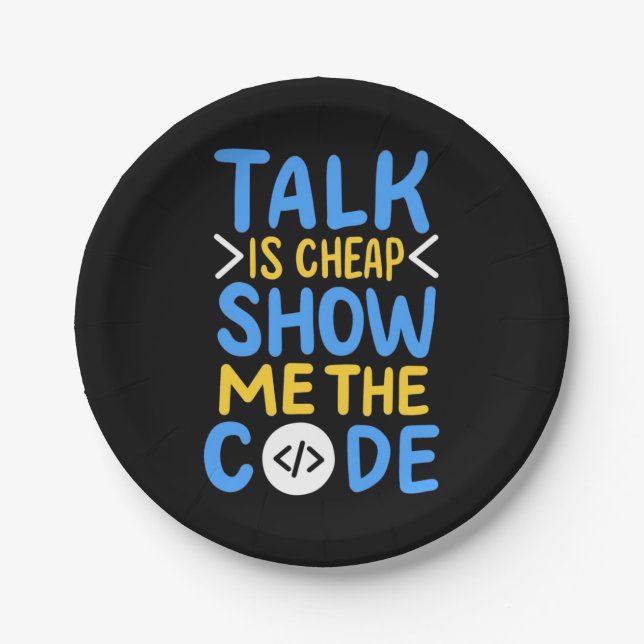 Programmer Show Me The Code Paper Plate (Front)