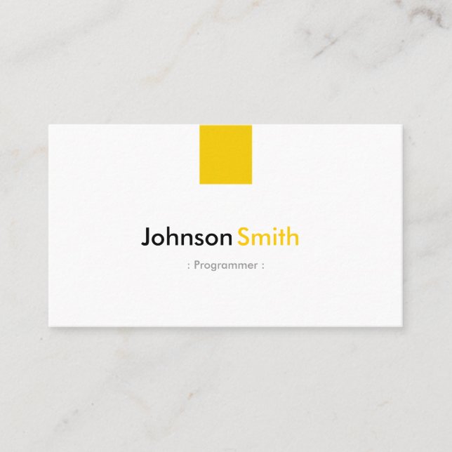 Programmer - Simple Amber Yellow Business Card (Front)