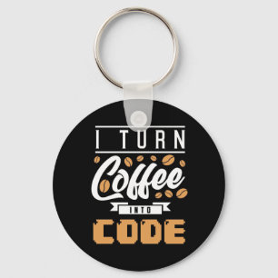 Programmer Turn Coffee Into Code Key Ring