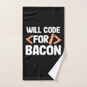 Programmer Will Code For Bacon Hand Towel