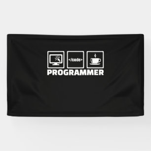 Programmer Write Code And Drink Coffee Banner