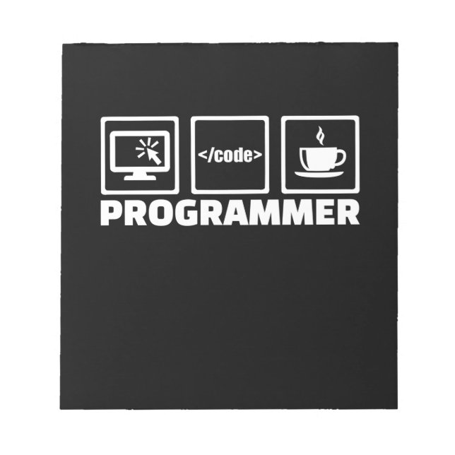 Programmer Write Code And Drink Coffee Notepad (Front)