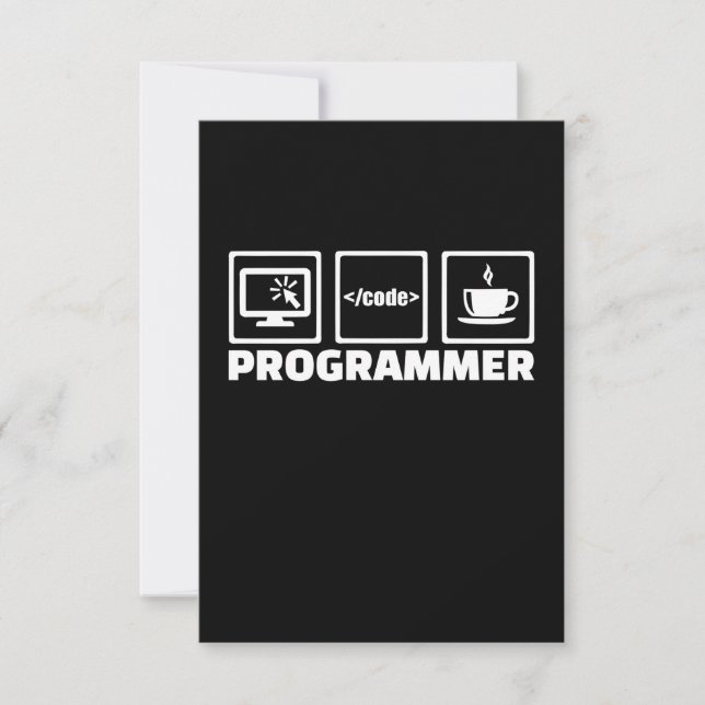 Programmer Write Code And Drink Coffee RSVP Card (Front)