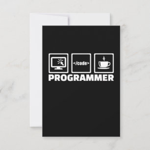 Programmer Write Code And Drink Coffee RSVP Card