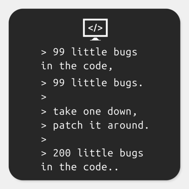 Programming Debugging Code Funny Gift Square Sticker (Front)