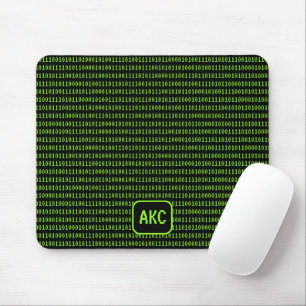 Programming Language: Binary & Your Initials Black Mouse Mat