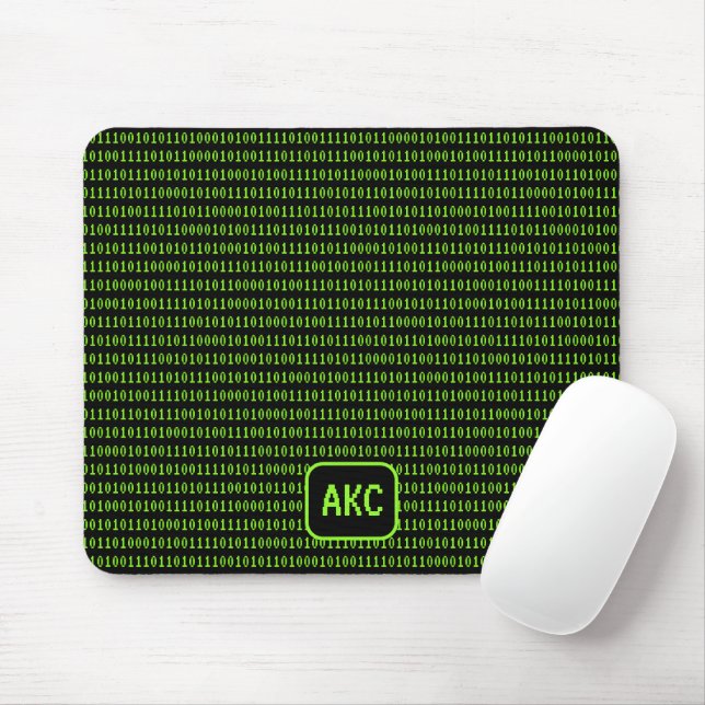 Programming Language: Binary & Your Initials Black Mouse Mat (With Mouse)