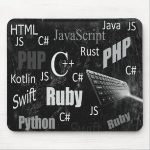 Programming languages black and white mouse mat