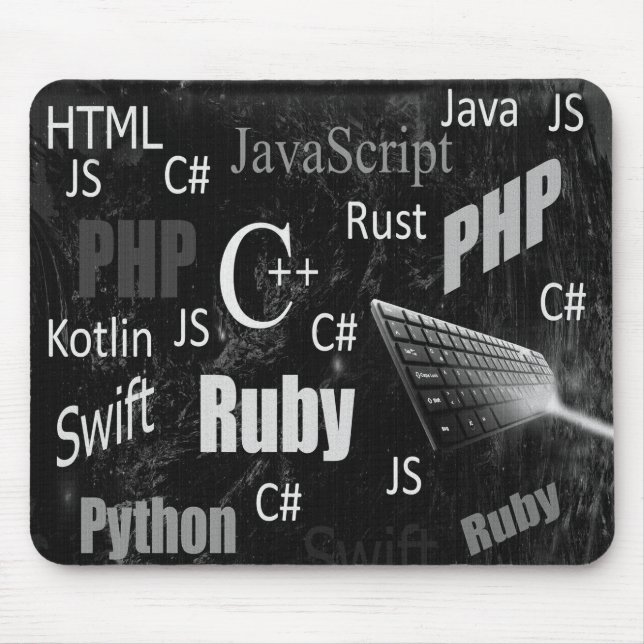 Programming languages black and white mouse mat (Front)