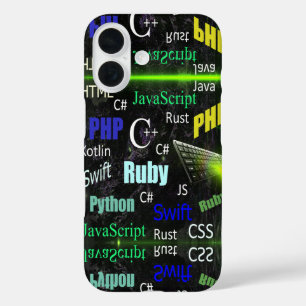 Programming languages blue and yellow iPhone 16 case
