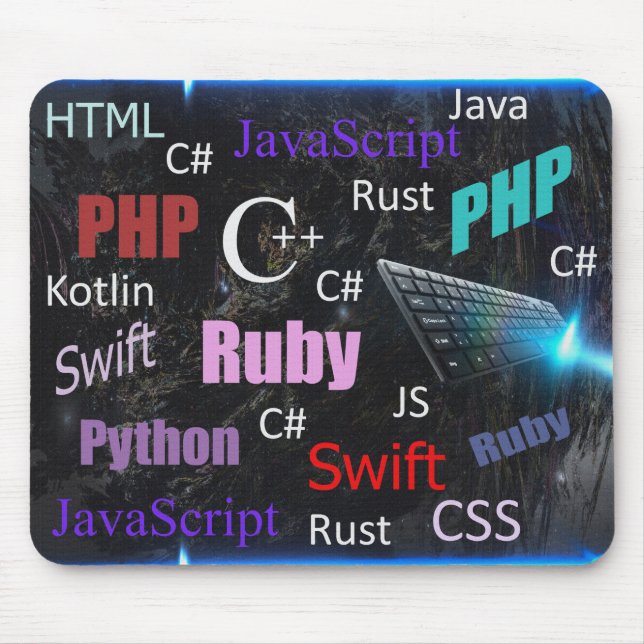 Programming Languages Colorful Design Mouse Mat (Front)