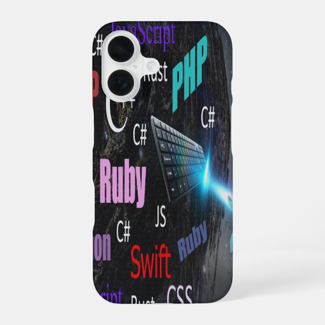 Programming Languages Colourful Pattern iPhone 16 Case (Back)