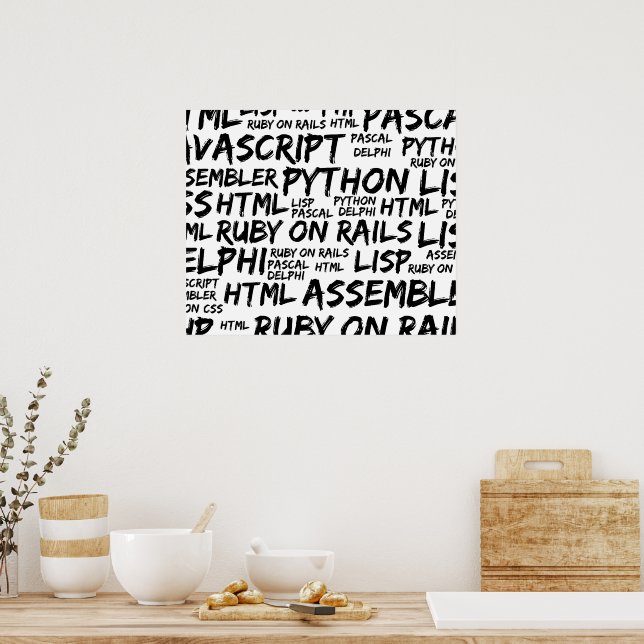 Programming Languages, Computer Languages, Code Poster (Kitchen)