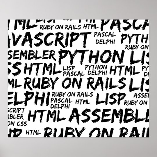 Programming Languages (Java, Pascal) Black Poster