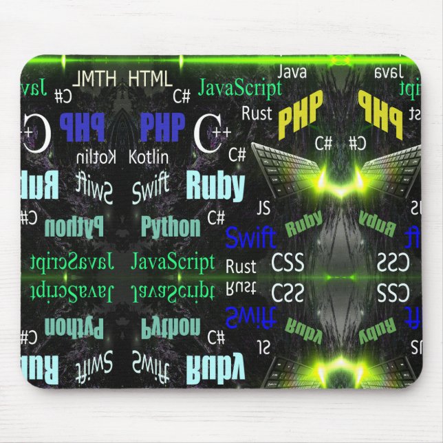 Programming Languages Pattern Green Mouse Mat (Front)