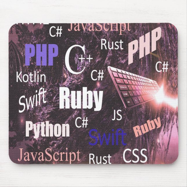 Programming Languages Pattern Pink Mouse Mat (Front)