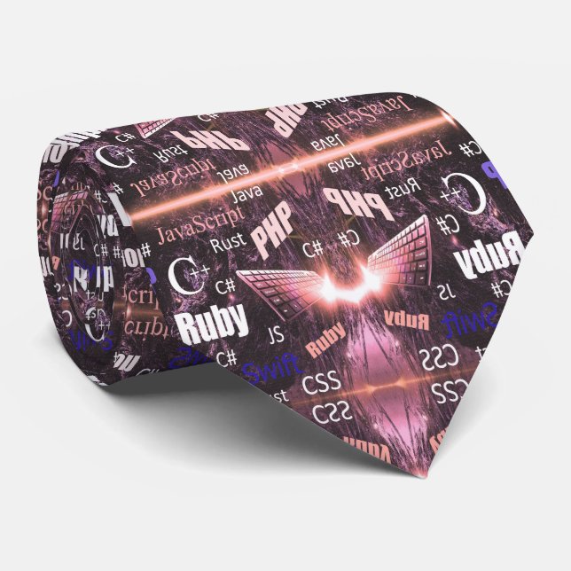 Programming Languages Pattern Pink Tie (Rolled)