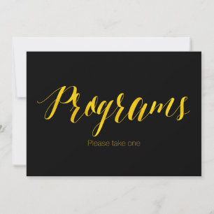 "Programs" Faux Gold Foil Chic Wedding Sign