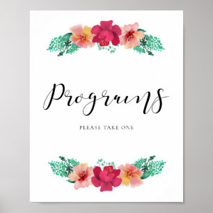 Programs please take one floral design wedding poster