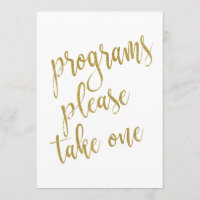Programs Please Take One Gold Affordable Sign