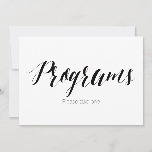"Programs please take one" Wedding Sign Invitation (Front)
