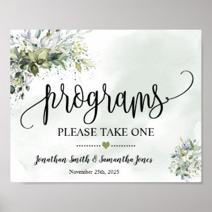Programs Wedding Ceremony Eucalyptus Sign