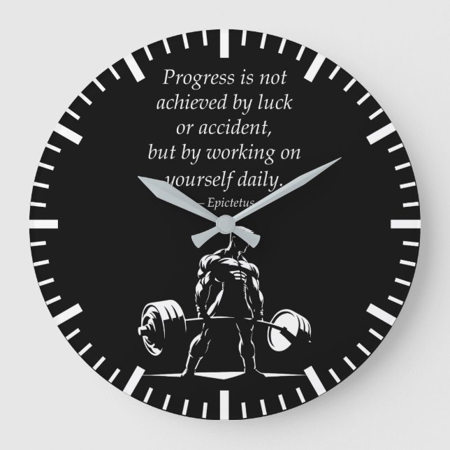 Progress Daily - Motivational Gym, Workout Fitness Large Clock (Front)
