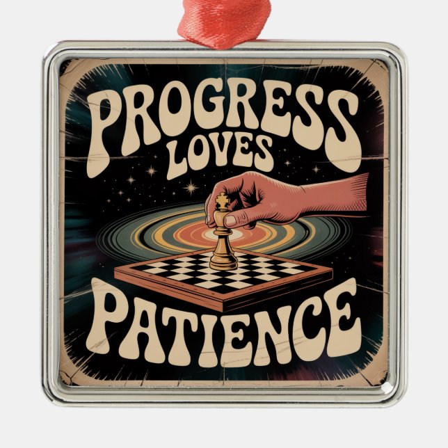Progress Loves Patience Metal Tree Decoration (Front)