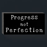 "Progress not Perfection" Chalkboard Wood Box Sign<br><div class="desc">Simple Minimalist Rustic Wood Sign - Wall Plaque or Shelf Sitter Signage for Your Home, Office Cubicle or Shop Decor. "Progress not Perfection" Encouragement Message Chalkboard Style Black Wood Box Sign White Text At VanOmmeren we live our dream and create amazing designs for you, your home and gifts for everyone!...</div>