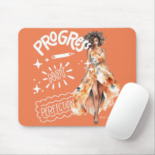 Progress not perfection elegant businesswoman mouse mat