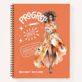 Progress not perfection elegant businesswoman notebook