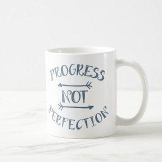 Progress not perfection GreyBlue on White Coffee Mug