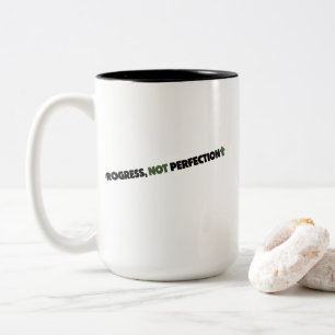 Progress Not Perfection Inspirational Motivational Two-Tone Coffee Mug