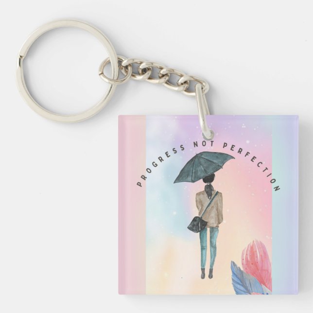 Progress Not Perfection Key Ring (Front)
