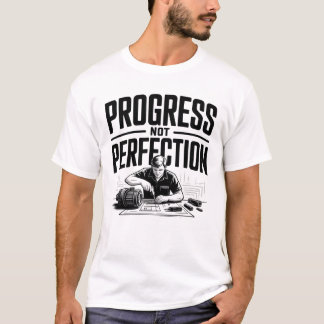 Progress Not Perfection Motivational Illustration T-Shirt